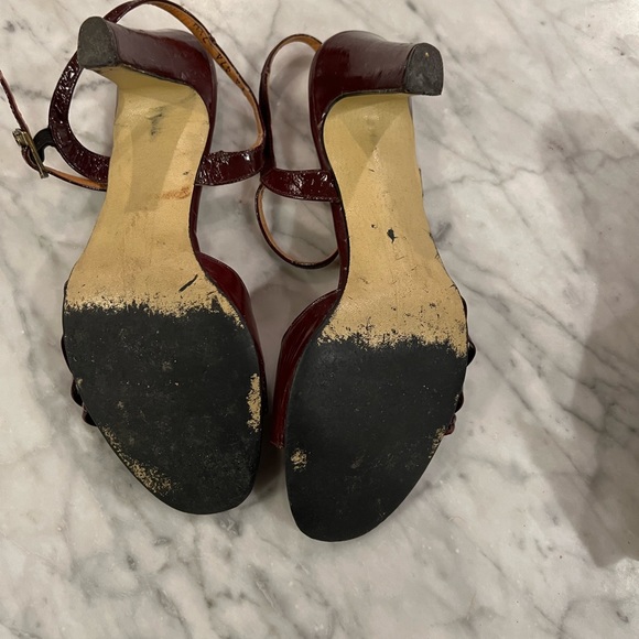 Vintage Etienne Aigner Ankle Strap heels in burgundy.  Size 7.5  7 1/2 - Picture 5 of 6